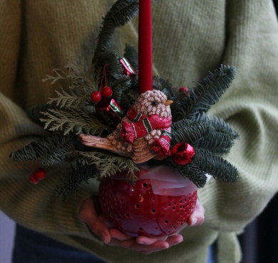 Композиция в керамическом кашпо 