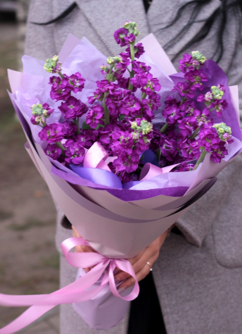 Букет из 9 фиолетовых маттиол